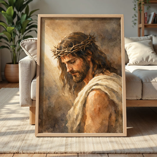 Jesus With Crown of Thorns Painting