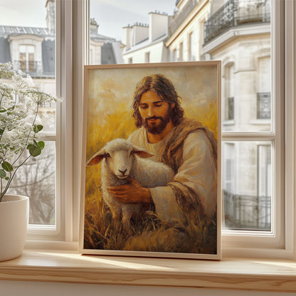 Jesus Carrying the Lost Sheep Painting