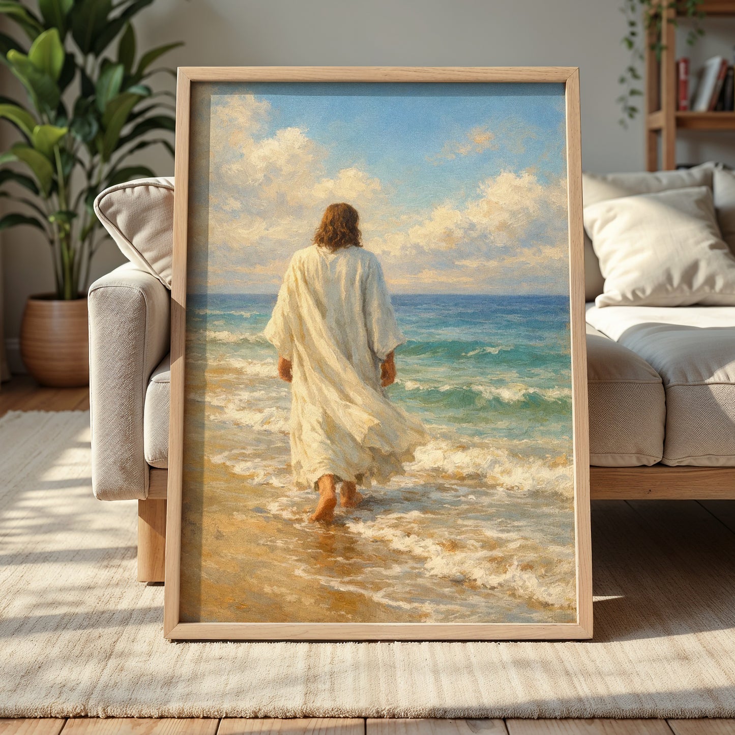 Jesus Walking on the Beach Painting