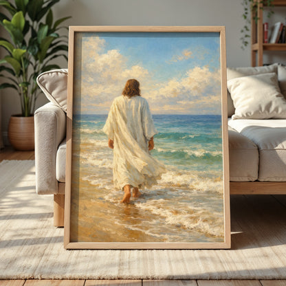 Jesus Walking on the Beach Painting