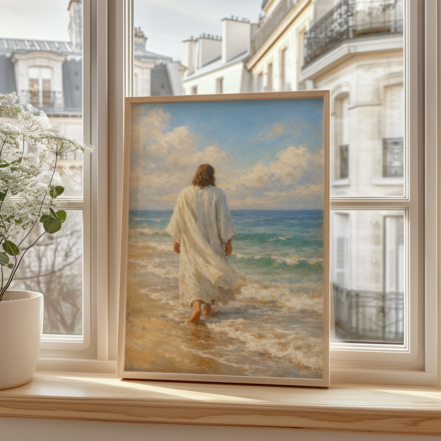 Jesus Walking on the Beach Painting