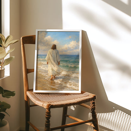 Jesus Walking on the Beach Painting