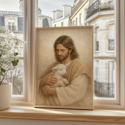 Jesus Holding a Sheep Painting