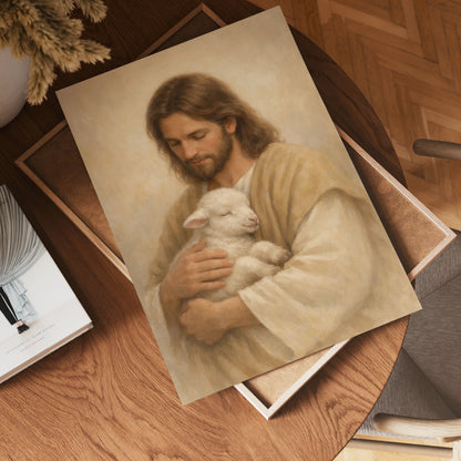 Jesus Holding a Sheep Painting