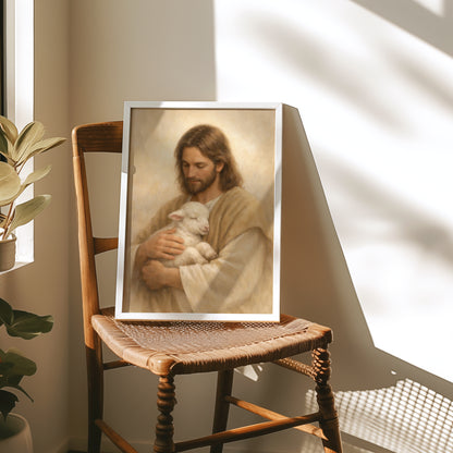 Jesus Holding a Sheep Painting