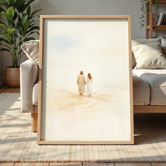 Woman Walking With Jesus Art